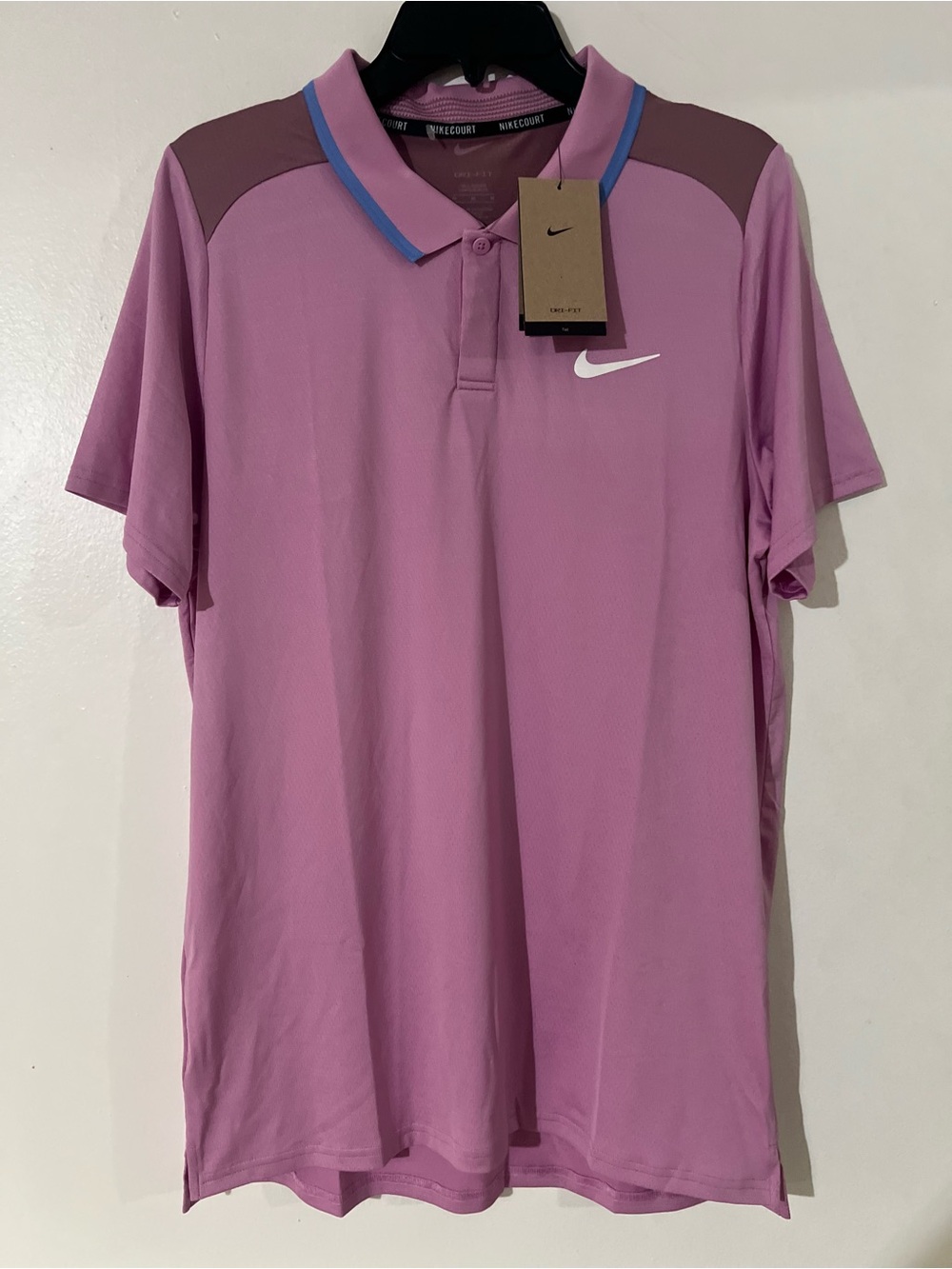 Nike Men’s Purple Polo Shirt with Contrast Trim SZ M TALL